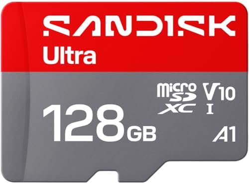 SANDISK 128GB Ultra microSD UHS-I Card – Up to 195MB/s Read Speed, Full HD Video, V10, U1, C10, A5 – SDSQUJQ-128G-GZ6MA